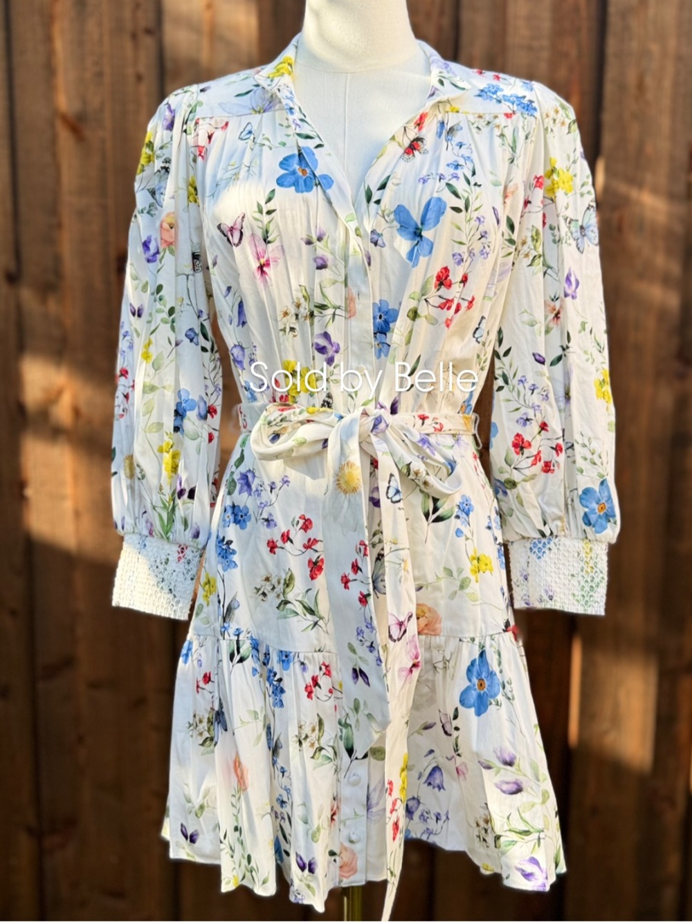 NWT Alice Olivia Women's Cora Mini Dress Twisting Vines Off White Small